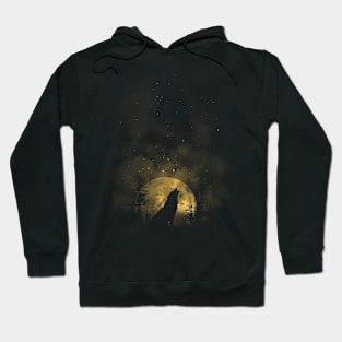Stars and Moon - Wolf Howl Pagan Nature Hoodie